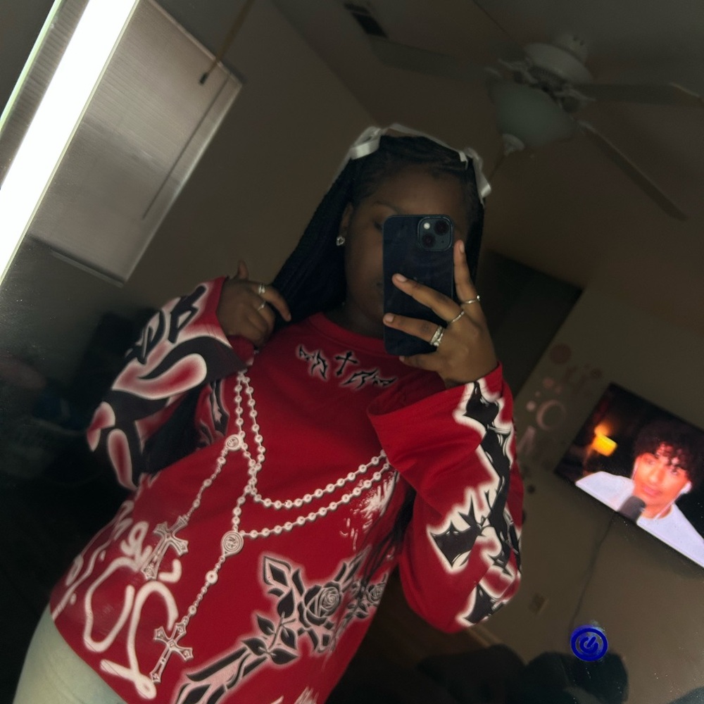 Vibrant Red Graphic Sweatshirt
